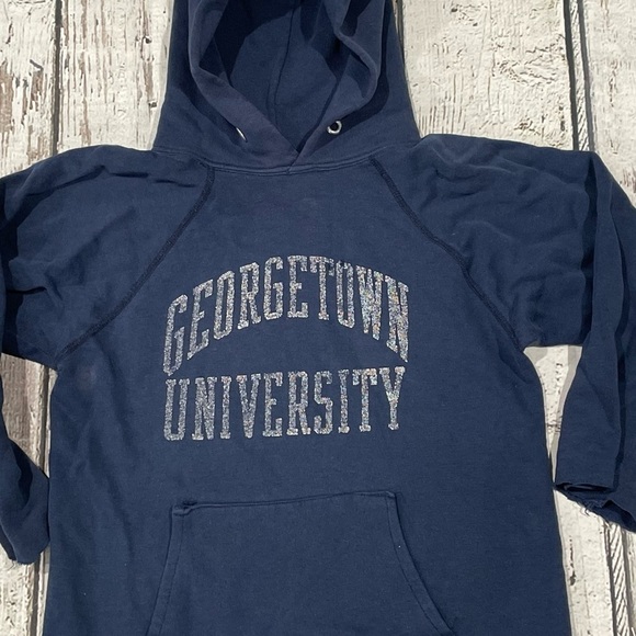 Vintage Georgetown University Hoyas 1980s Hoodie College Sweatshirt - Picture 2 of 7
